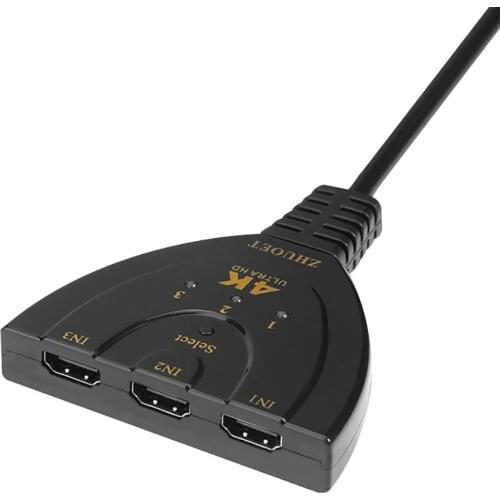 3 Port HDMI Switch 3 IN 1 OUT 1080P Hub V1.4B Switcher Splitter Adapter Cable For HDTV XBOX PS3 Black