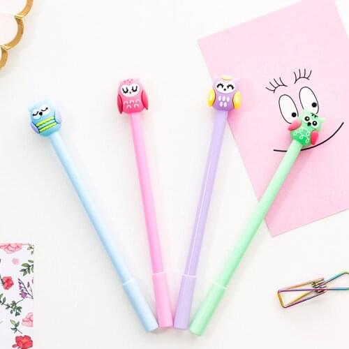 8 Pcs Owl Creative Cute Cartoon Gel Pen Black Ink Pen Kawaii Writing Tools Student School Office Stationery Wholesale