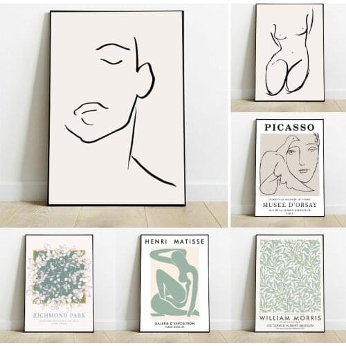 Abstract Body Figure Matisse William Morris Picasso Canvas Painting Vintage Poster and Prints Wall Art Picture Living Room Decor