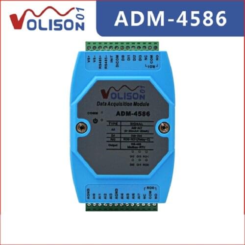 ADM-4586 8 channels 4-20mA current acquisition 4 channels switch value input 2 channels relay output IO acquisition module RS485