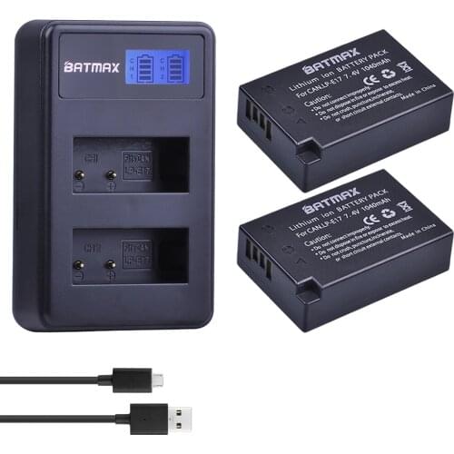 Batmax LP-E17 LPE17 LP E17 Battery akku +LCD Dual USB Charger for Canon EOS T6i 750D T6s 760D 800D M3 M5 8000D Kiss x8i