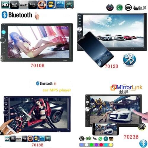 10Pcs/Lot Car Radio Autoradio 7" 2 Din Touch Screen Multimedia Player Bluetooth Mirror-Link Rear View Camera 7018B FM MP5 Player
