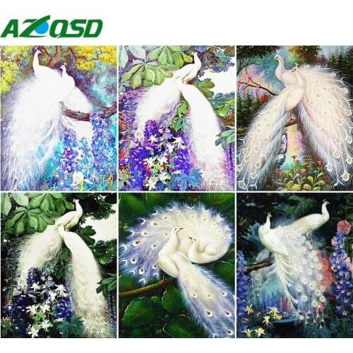 AZQSD Oil Painting By Numbers Peacock Decor For Home DIY Adult Pictures By Numbers Animal Home Bedroom Wall Artwork