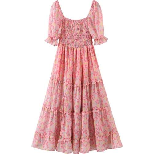 JC·KILIG 2021 Square Neck Floral Long Sleeve Princess Dress YF7642