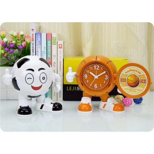 Random Color Creative Childrens Alarm Clock Student Male Bedside Clock Cartoon Cute Personality Table Simple Football