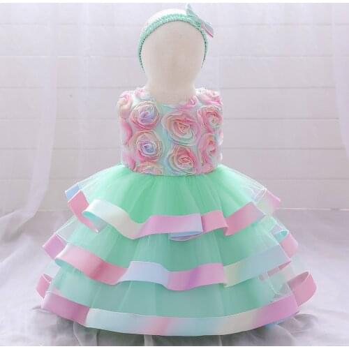 1 To 6 Years Birthday Baby Girls Party Dress Summer Clothes 2021 Children Sleeveless Layered Cake Dress Wedding Formal Costume