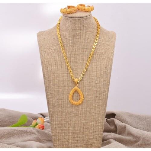Ethiopian gold jewelry sets Indian gold necklace Earrings jewelry set for women African wedding gift high quality accessories