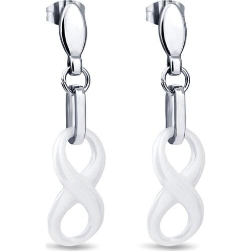 2021 Hot Sale Europe Fashion Jewelry Crystal from Swarovskis Shaped 8 Ceramic Titanium steel earrings Fit Women and female