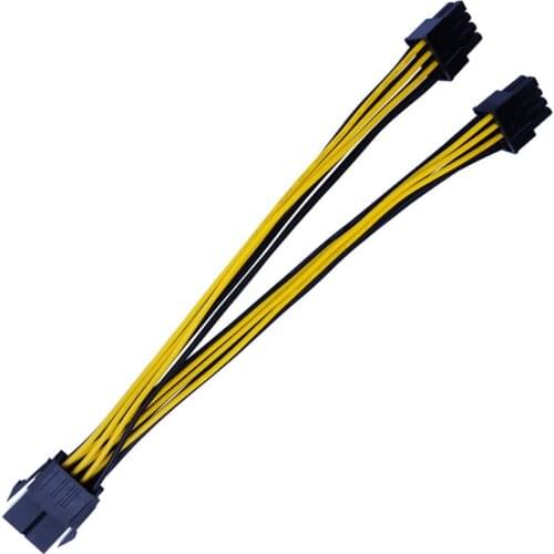 Cpu or Gpu 8Pin To 2 8pin(6+2) Graphic Card for Miner Double PCI-E PCIe 8Pin Power Supply Splitter Cable Cord