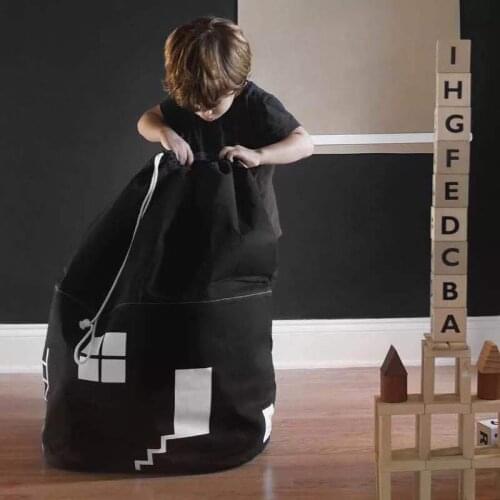 New Canvas House Shape Laundry Hanging Drawstring Bag Household Pouch Home Storage Organization Large Baby Toys Storage Bags
