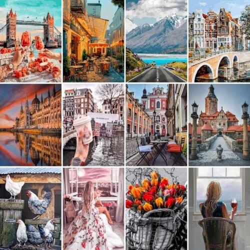 GATYZTORY paint by numbers adults Landscape Flower Canvas for drawing Acrylic paints painting by numbers 60*75cm