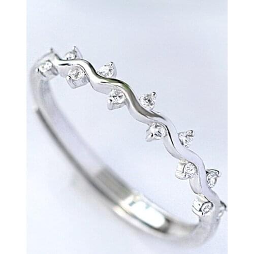 Wave Zircon Rings For Women Girls Crystal Open Adjustable Korean Design Fashion Hot Daughter Birthday Wedding Jewelry BOYULIGE