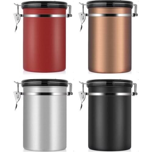 Coffee Bean Container Large Airtight Stainless Steel Coffee Tea Sortage Canister Black Kitchen Sotrage for Kitchen Organizer