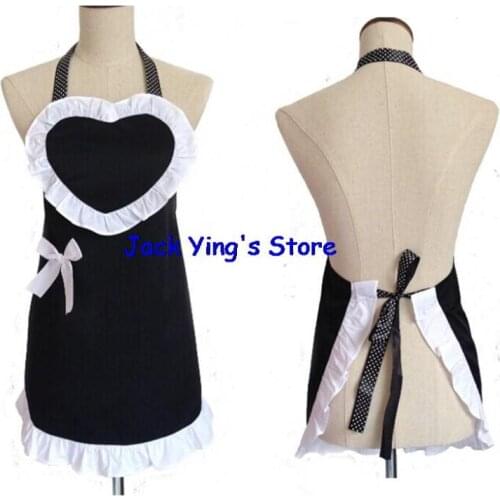 Kitchen Apron Woman Cooking Waitress Salon Haidresser Princess Black Cotton White Ruffled Apron Avental de Cozinha Divertido