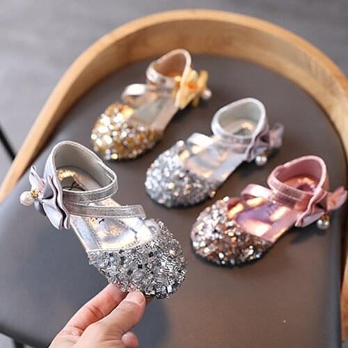 Summer Children Wedding Shoes Girls Shoes Bead Mary Janes Flats Princess Shoes Baby Dance Shoes Fling Kids Sandals