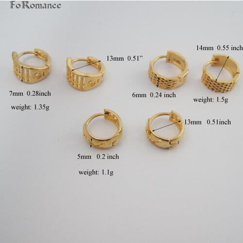 3 DESIGNS CAN BE CHOSEN YELLOW GOLD GP HUGGIE HOOP 14MM DIA SMALL EARRING ABACUS/MESH/BASKETBALL SHOT EARRING