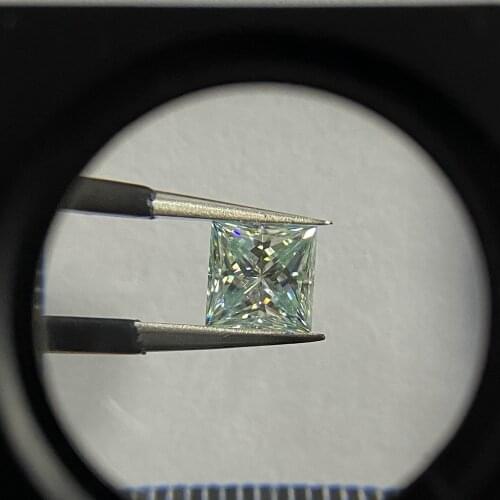 Meisidian Lab Grown 9.5*9.5 MM 4.6 Carats VVS Square Princess Cut Gemstone GRA Blue Moissanite Diamonds
