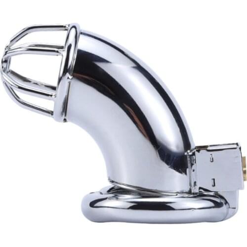 Male Stainless Steel Cock Cage Lock Bondage Adult Product Metal Chastity Belt Penis Ring Men Sex Toys