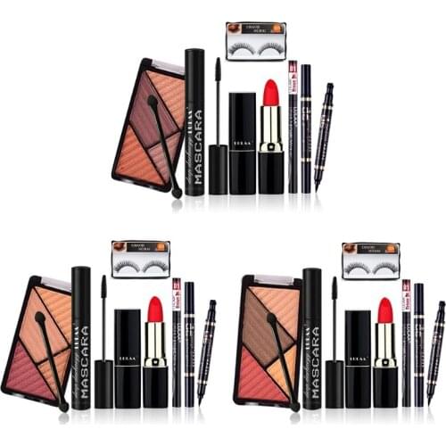 Makeup Set Eyeshadow Palette Lipstick Eyebrow Pencil Lip Gloss Makeup Brush Powder Puff Girls Cosmetic