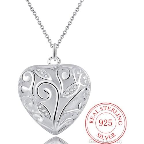 Charm Fashion Girls Heart LOVE Elegant Retro 925 Sterling Silver Necklace Pendant Lucky High Quality Link Chain Jewelry Gifts