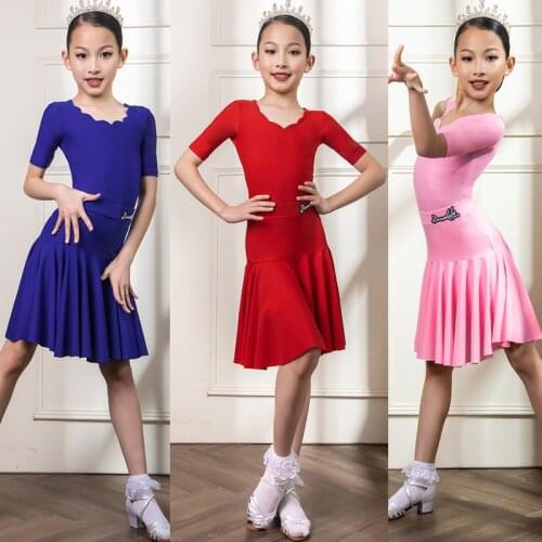 Girls Latin Dance Dress Kids Rumba Practice Clothing Professional Ballroom Dance Competition Dress Salsa Tango Costumes DWY5510