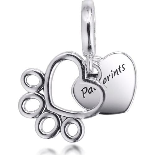 Fits for Pandora Beads Bracelets Heart Dangle Charms 100% 925 Sterling Silver Jewelry Free Shipping