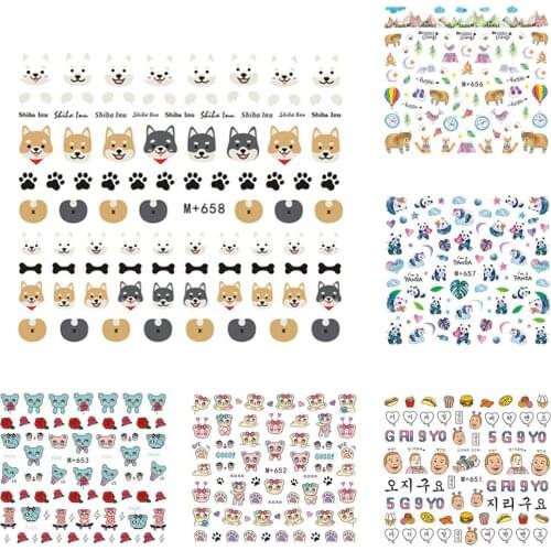 Colorful Cartoon Animal Fruit Tree Nail Sticker Water Transfer Art Decoration