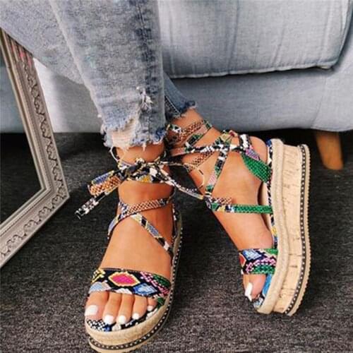 New Fashion Women Sandals Platform Lace Up Sandal Back Strap Summer Shoes Gladiator Casual Sandal Narrow Band Shoe