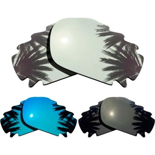 Silver+Black+Ice Blue Mirrored) 3-Pairs Polarized Replacement Lenses for Jawbone Vented/Racing Jacket 100% UVA & UVB Protection