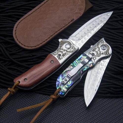 VG10 Steel Core Folding Knife Damascus Outdoor Knife Ball Bearing High Hardness Folding Knife Wilderness Survival Folding Knife