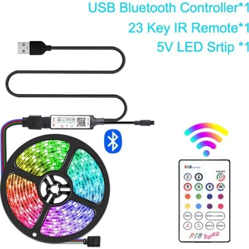 USB Bluetooth LED Strip Light 5050 RGB Smart Control LED Backlight 5V Multi Color Diode Tape Lamp Music Night Light For Home TV
