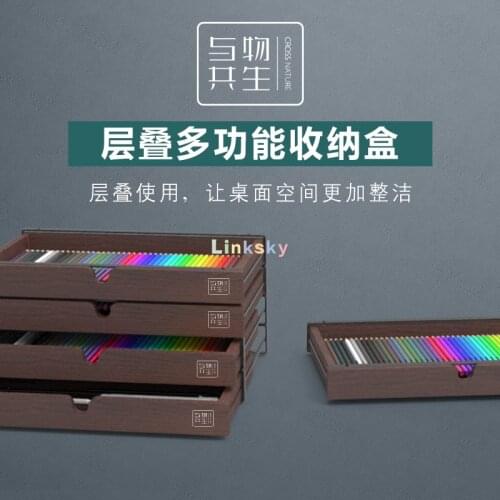 Wood Artist Supply Storage Box - Pastels, Pencils, Pens, Markers, Brushes,Multi Function, Removable for Convenient Access