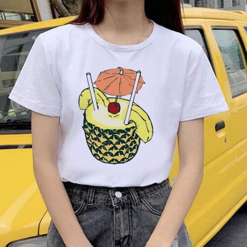 Shirt Women 2021 Pineapple Fruit Print 90s Fashion Top Tumblr Tshirts Womens Ladies Graphic Female Tee T-Shirt,Drop Shirt