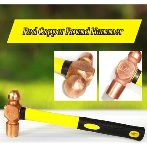 0.68kg/1.5p,0.91kg/2p,1.13kg/2.5p,1.36kg/3p Explosion-proof Ball-peen Red Copper Hammerwith rubber handle