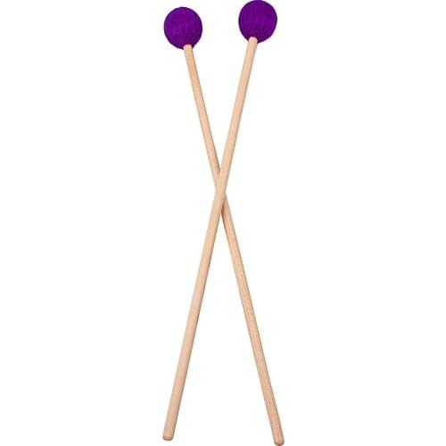 1 Pair Hard Marimba Mallets Sticks Beaters Maplewood Handle Purple Wool Hammer Head Drum Sticks Percussion Instruments