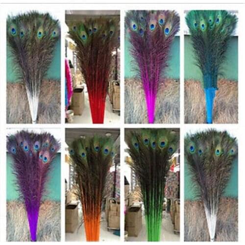 10Pcs/lot Natural Real Dyed Yellow Peacock Feathers 80-90CM/32-36inch Peacock Feather for Crafts Wedding Decoration Plumes