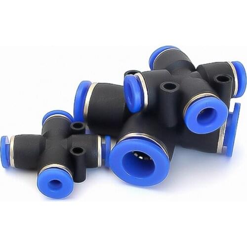 10 PCS Pza8 6 4 10 12 Pneumatic Quick Plug Connector Four Side Four Hole Cross Four-way Black Plastic