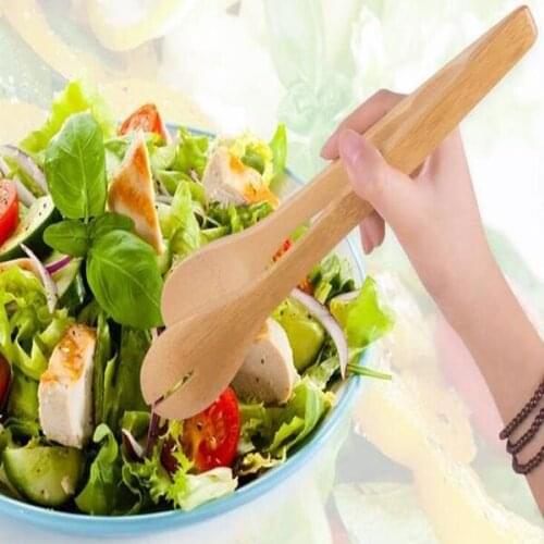 100pcs Large Bamboo Food Toaster Tongs Bamboo Salad Cake Snack Clip Grip Bread BBQ Tongs Kitchen Tools Clamp Cooking Utensils