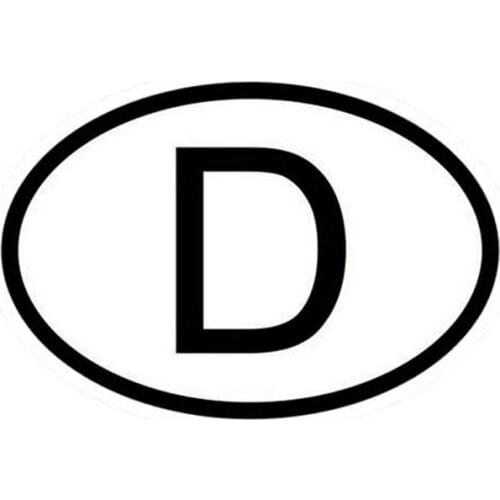 15*10CM D Germany Country Code Oval Car Stickers Decals Motorcycle Car Styling Black/Silver C1-0069
