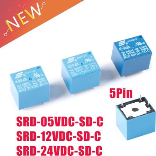 5Pcs/1pc Electromagnetic Relays SRD-05VDC-SD-C SRD-12VDC-SD-C SRD-24VDC-SD-C 5 Pin raelay 5V 12V 24V DC High Quality
