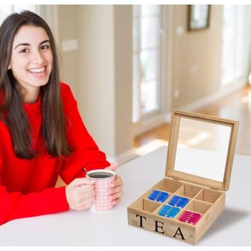 Solid Wood Tea Boxes Jewelry Box Portable Large Capacity Desktop Wood Storage Rack Coffee Tea Bag Storage Holder For Kitchen