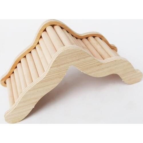 Wood Hideout 9"x4"x4" Small Climbing Ramp Bridge for Ferrets Chinchillas Small Rabbits Connection to Sand Bath Box