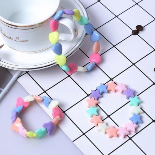 Girls Princess Kids Bracelets Colorful Loving heart Wristbands Birthday Gift Acrylic elastic beautiful charm Childrens bracelet