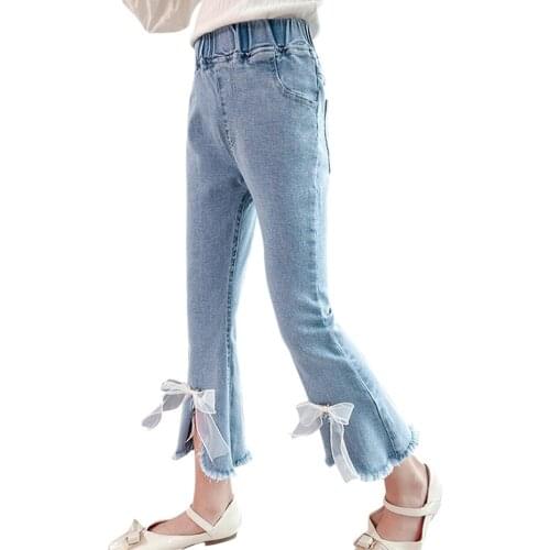 Jeans Girl Bow Girl Jeans Child Casual Style Childrens Jeans For Boys Spring Autumn Childrens Clothing 6 8 10 12 14