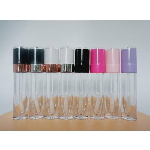 10/20/30/50/100PCS 5ml Empty Lip Gloss Tube Plastic Lipgloss Bottle Container White Black Cap Cylinder Small Lipgloss Wholesale