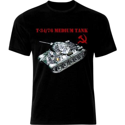 WW2 Army War USSR T 34-76 Tank Panzer Armure Russia T-Shirt Summer Cotton O-Neck Short Sleeve Mens T Shirt New Size S-3XL