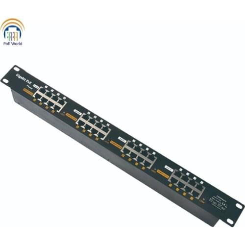 Gigabit Poe Injector - fanless 16 Port Power Over Ethernet Injector -use one or Two Power Supplies with 24, 48 or 56 Volt