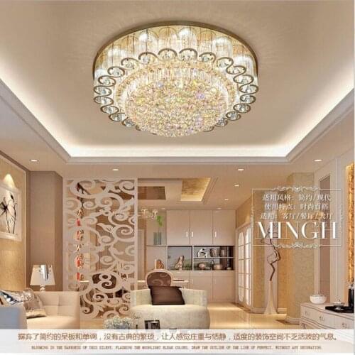 L Golden crystal lamp living room lamp round ceiling lamp modern bedroom lamp European atmosphere led
