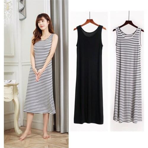 Summer female modal vest skirt dress bottoming long skirt plus size loose night skirt thin pajamas home service