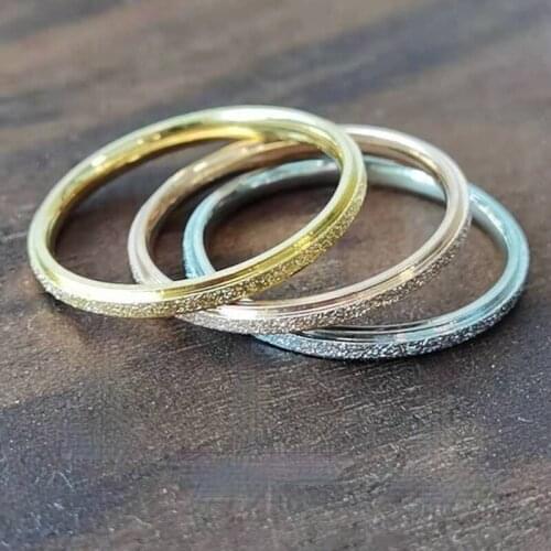 Lovers Ring Luxury Shiny Frosted Ring Stainless Steel Gold Plated Silver Plated Ring Men and Women Love Commitment Jewelry